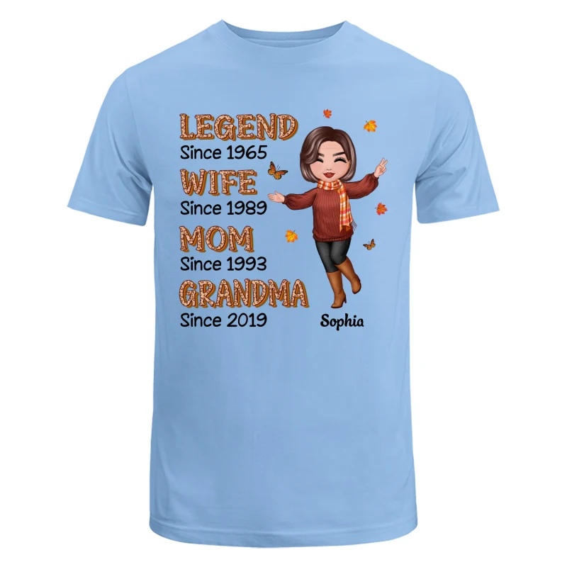 Fall Season Half Leopard Happy Doll Woman Legend Wife Mom Grandma Personalized Shirt - Image 10