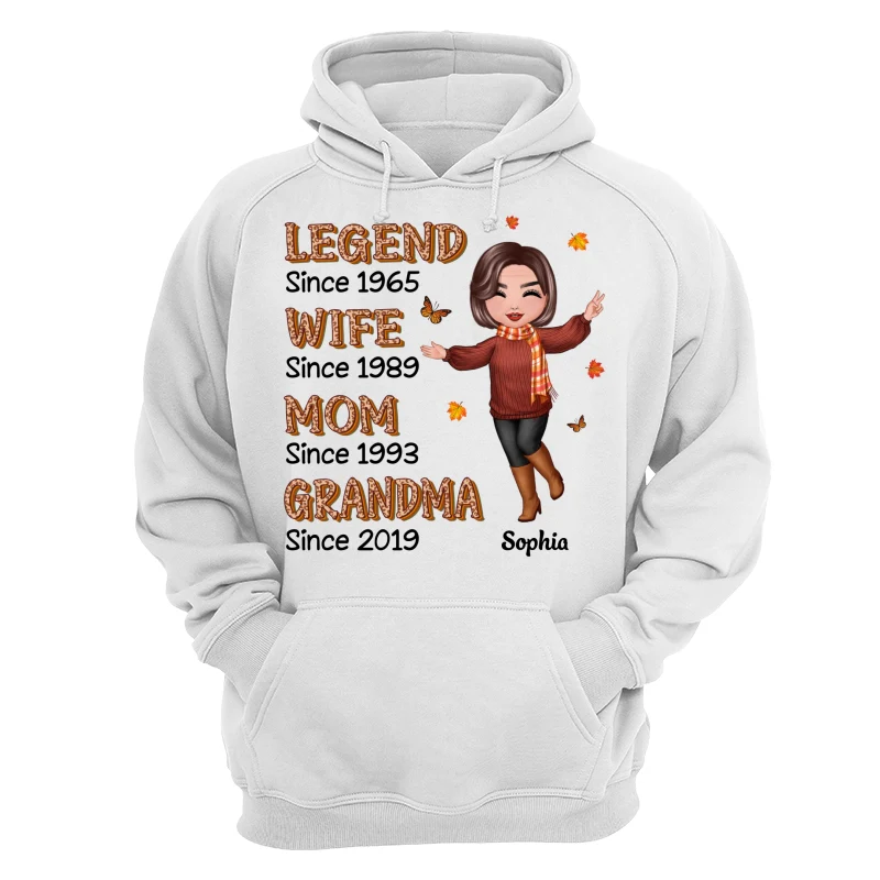 Fall Season Half Leopard Happy Doll Woman Legend Wife Mom Grandma Personalized Shirt - Image 15