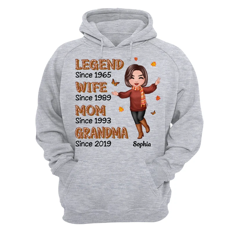Fall Season Half Leopard Happy Doll Woman Legend Wife Mom Grandma Personalized Shirt - Image 16