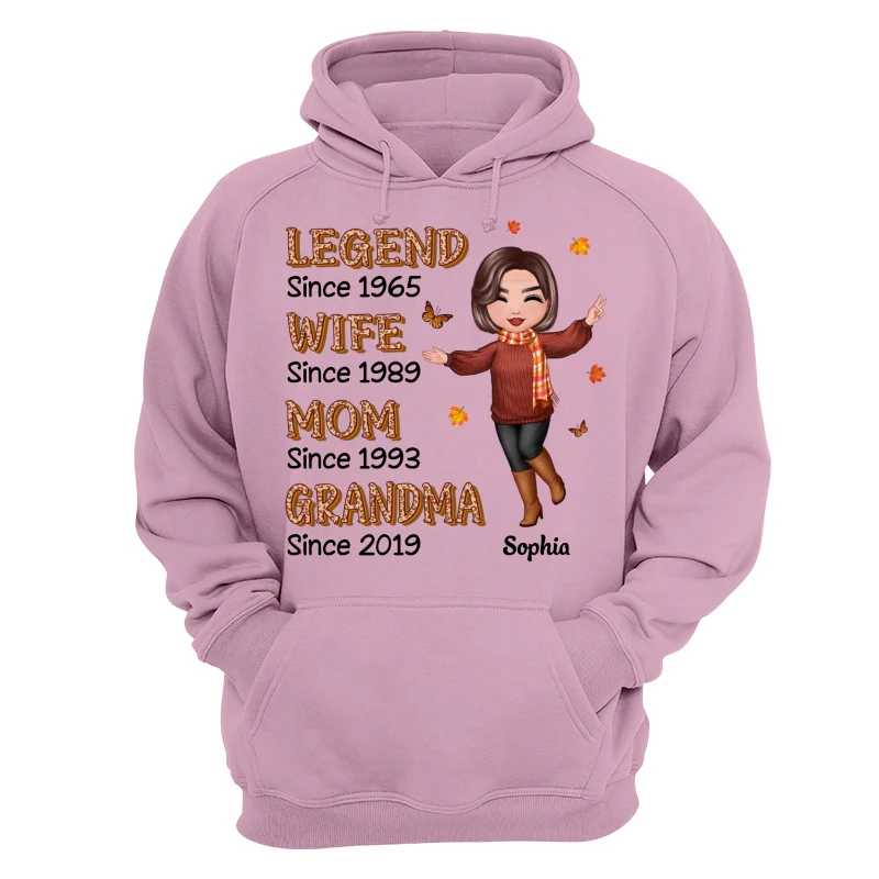 Fall Season Half Leopard Happy Doll Woman Legend Wife Mom Grandma Personalized Shirt - Image 17