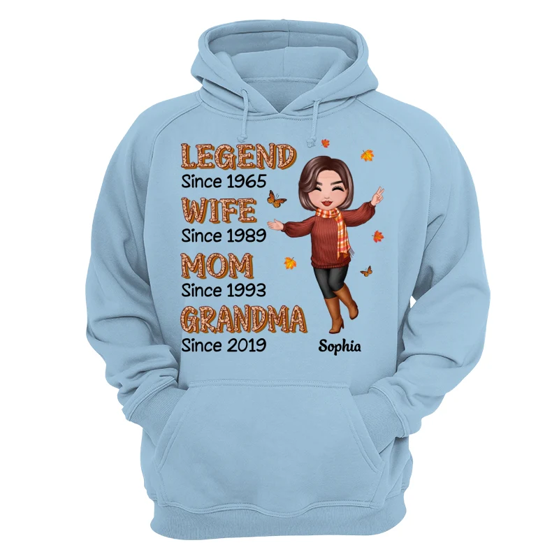 Fall Season Half Leopard Happy Doll Woman Legend Wife Mom Grandma Personalized Shirt - Image 18