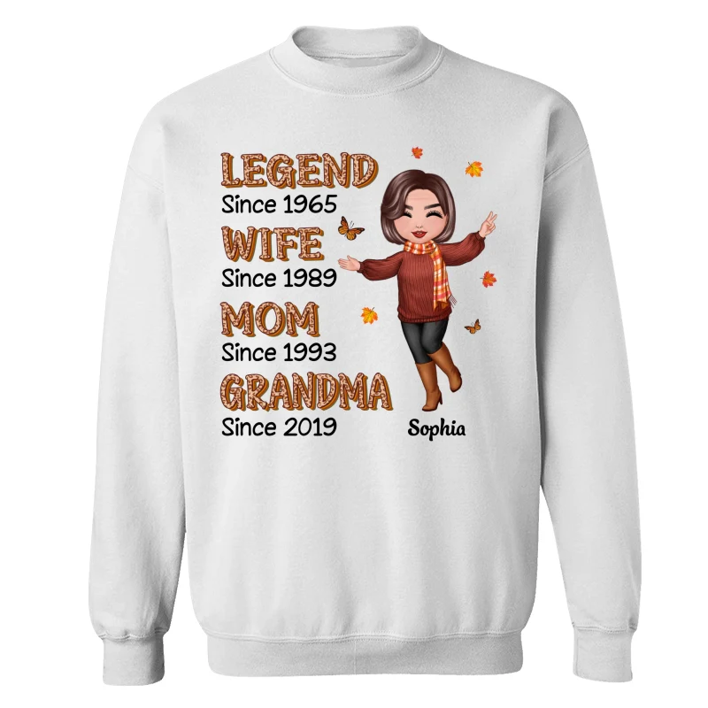 Fall Season Half Leopard Happy Doll Woman Legend Wife Mom Grandma Personalized Shirt - Image 19
