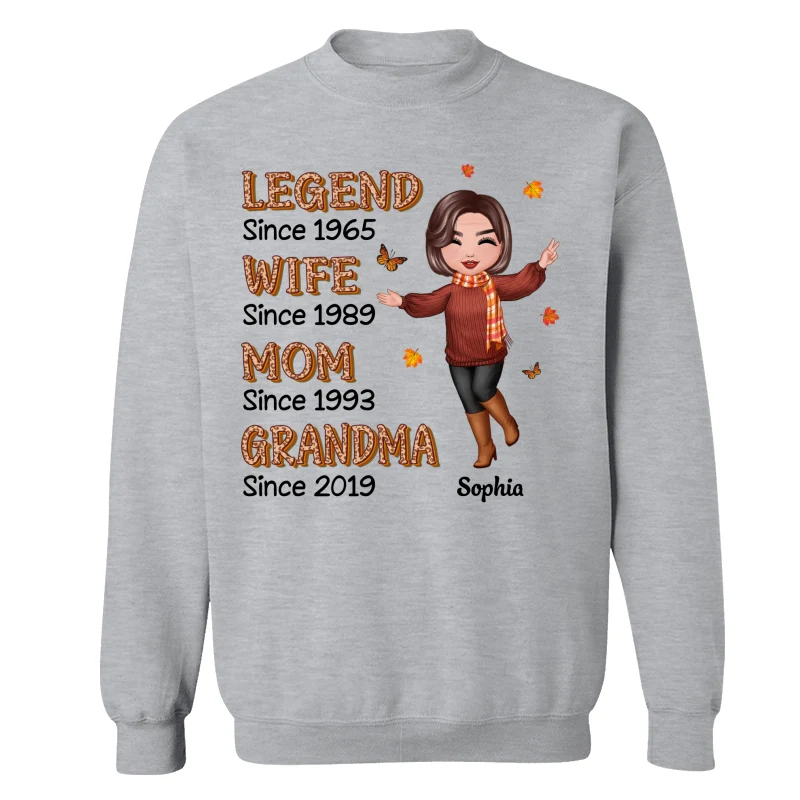 Fall Season Half Leopard Happy Doll Woman Legend Wife Mom Grandma Personalized Shirt - Image 20