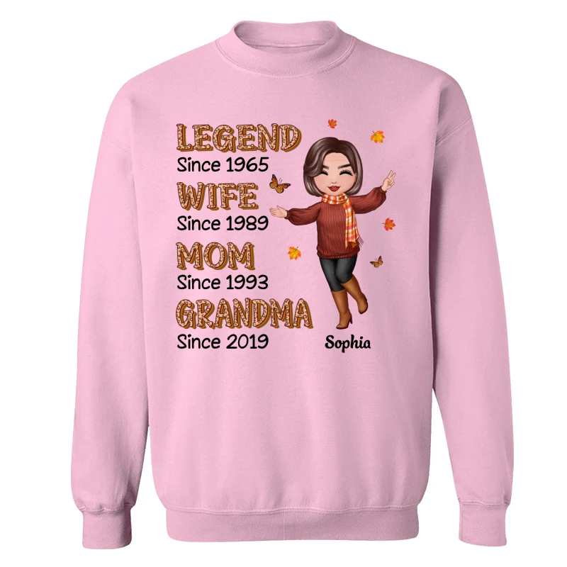 Fall Season Half Leopard Happy Doll Woman Legend Wife Mom Grandma Personalized Shirt - Image 21