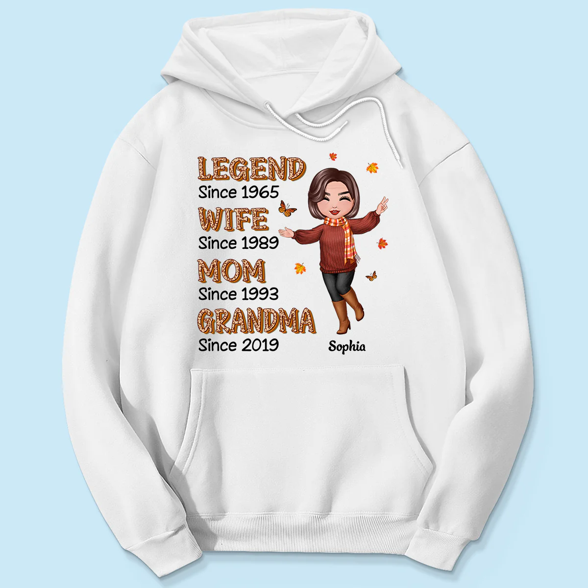 Fall Season Half Leopard Happy Doll Woman Legend Wife Mom Grandma Personalized Shirt - Image 5