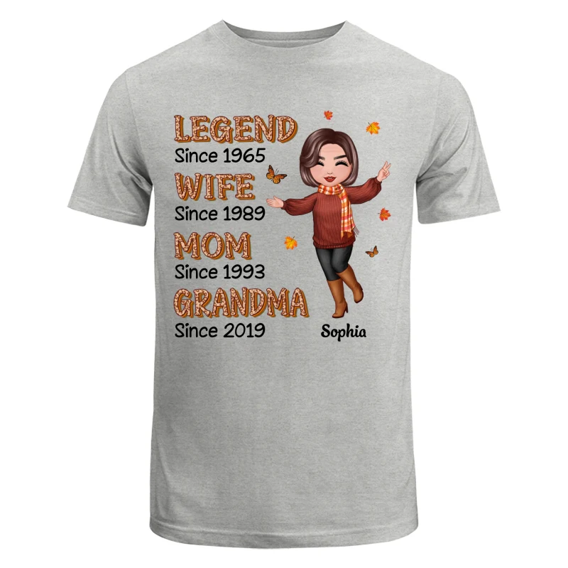 Fall Season Half Leopard Happy Doll Woman Legend Wife Mom Grandma Personalized Shirt - Image 8