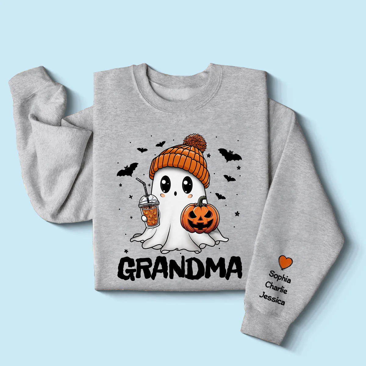 Fall Season Halloween Grandma Boo Personalized Sleeve Printed Sweatshirt, Gift For Grandma - Image 2