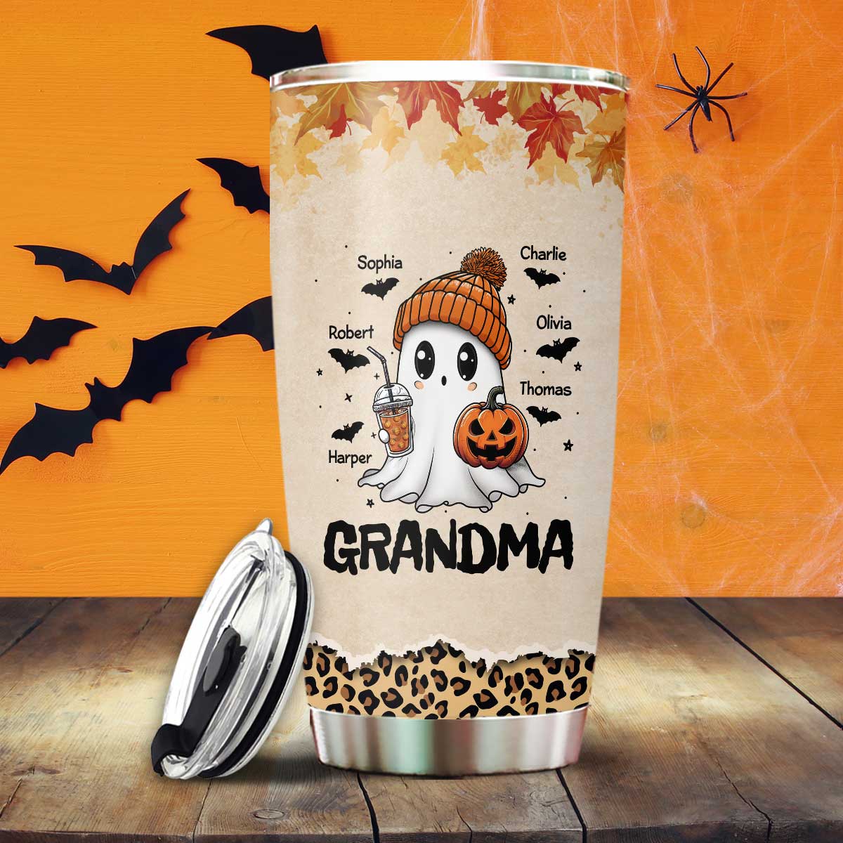 Fall Season Halloween Grandma Boo Personalized Tumbler - Image 5