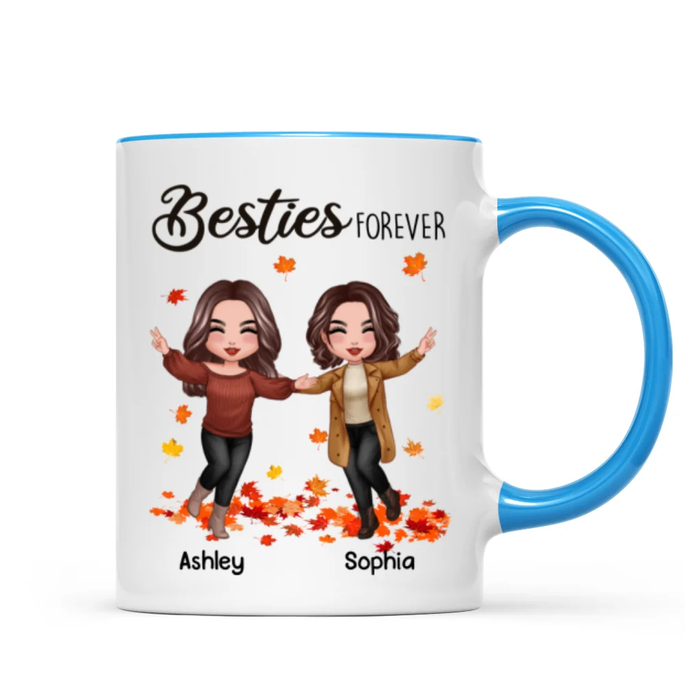 Fall Season Happy Doll Besties Playing With Autumn Leaves Personalized Mug - Image 8