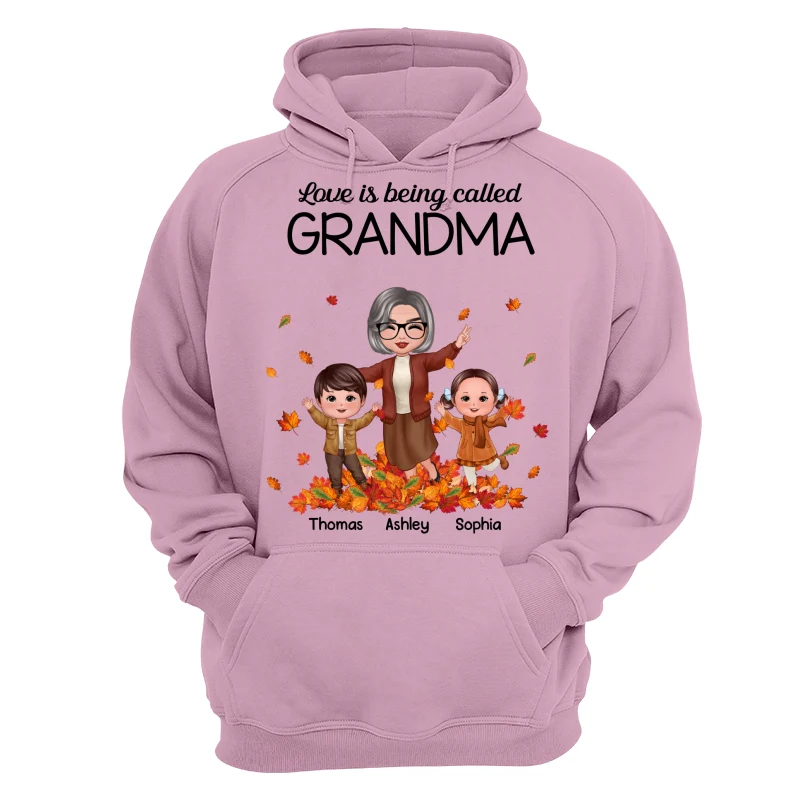 Fall Season Happy Doll Grandma And Grandkids Playing With Autumn Leaves Pile Personalized Shirt - Image 15