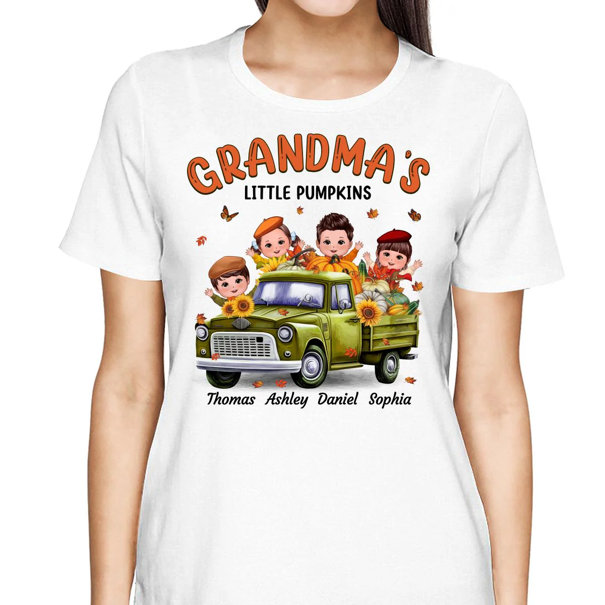 Fall Season Happy Doll Kids Truck Personalized Shirt - Image 2