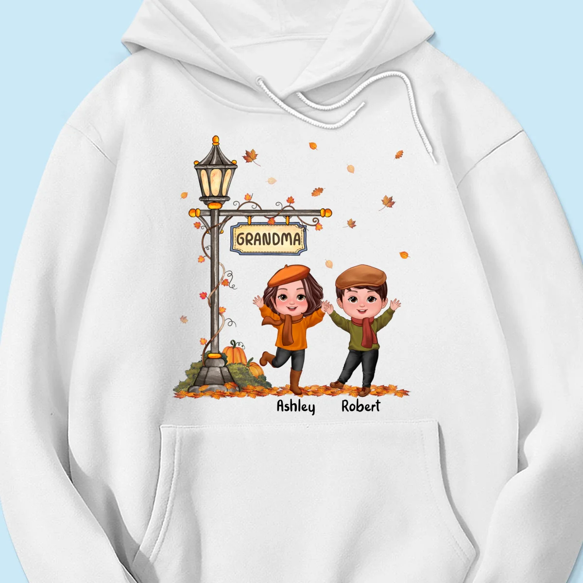 Fall Season Happy Doll Kids Under Lamp Post Personalized Shirt, Fall Season Gift For Grandma - Image 15