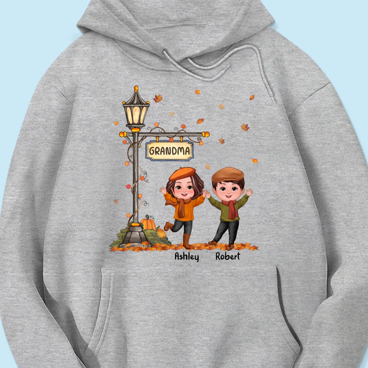 Fall Season Happy Doll Kids Under Lamp Post Personalized Shirt, Fall Season Gift For Grandma - Image 16