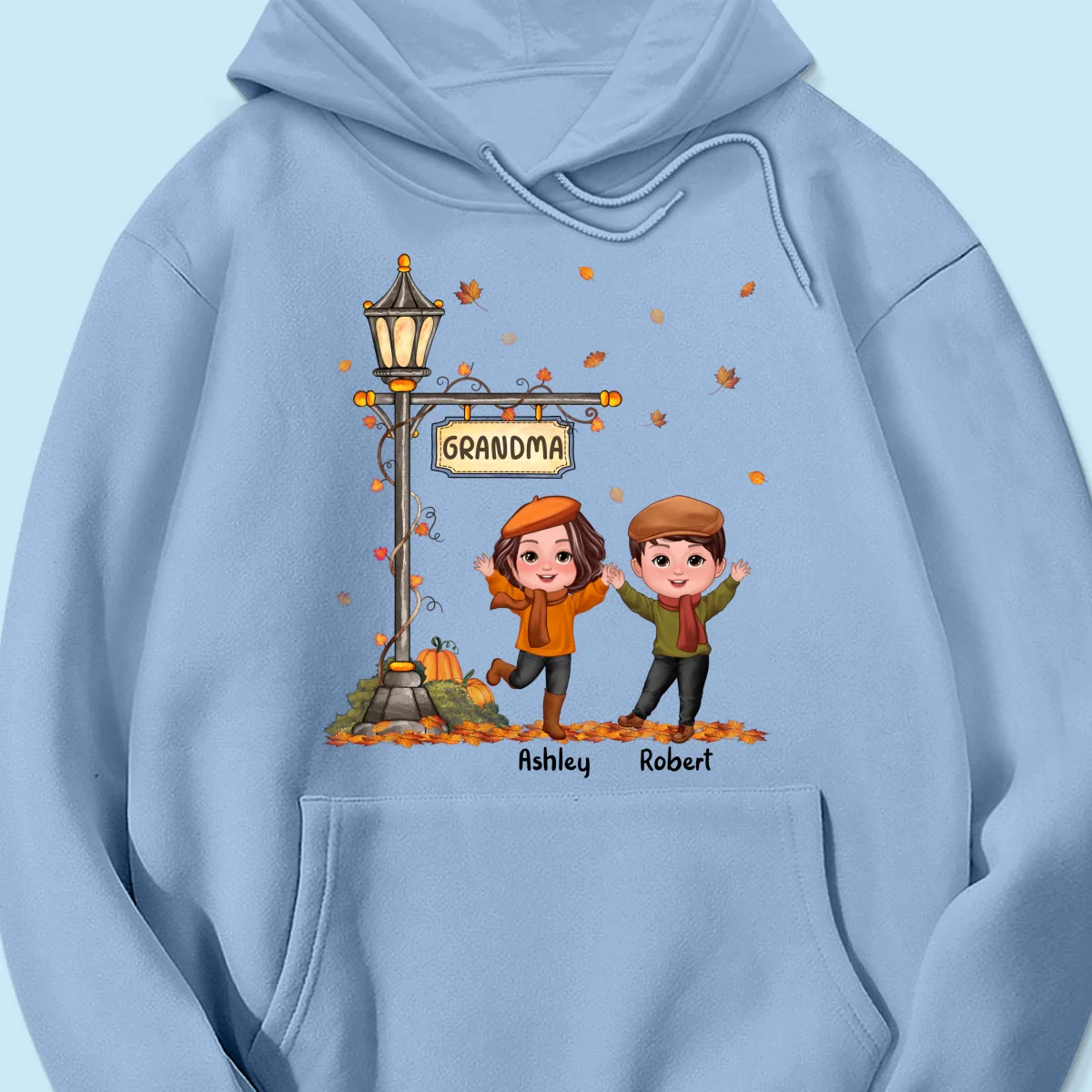 Fall Season Happy Doll Kids Under Lamp Post Personalized Shirt, Fall Season Gift For Grandma - Image 18