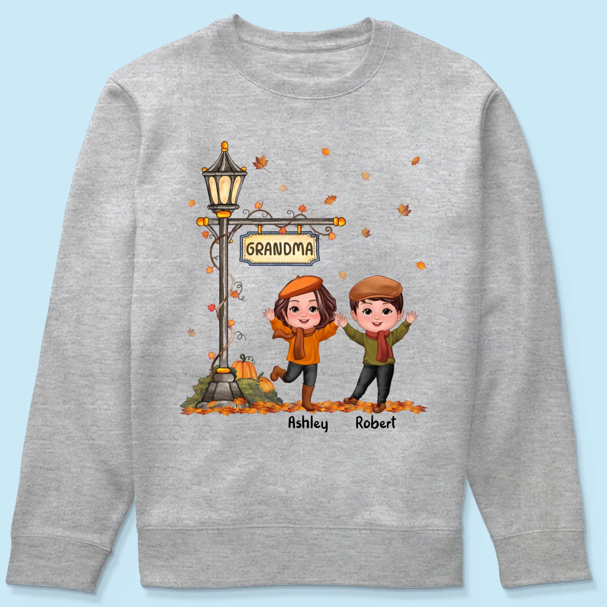 Fall Season Happy Doll Kids Under Lamp Post Personalized Shirt, Fall Season Gift For Grandma - Image 20