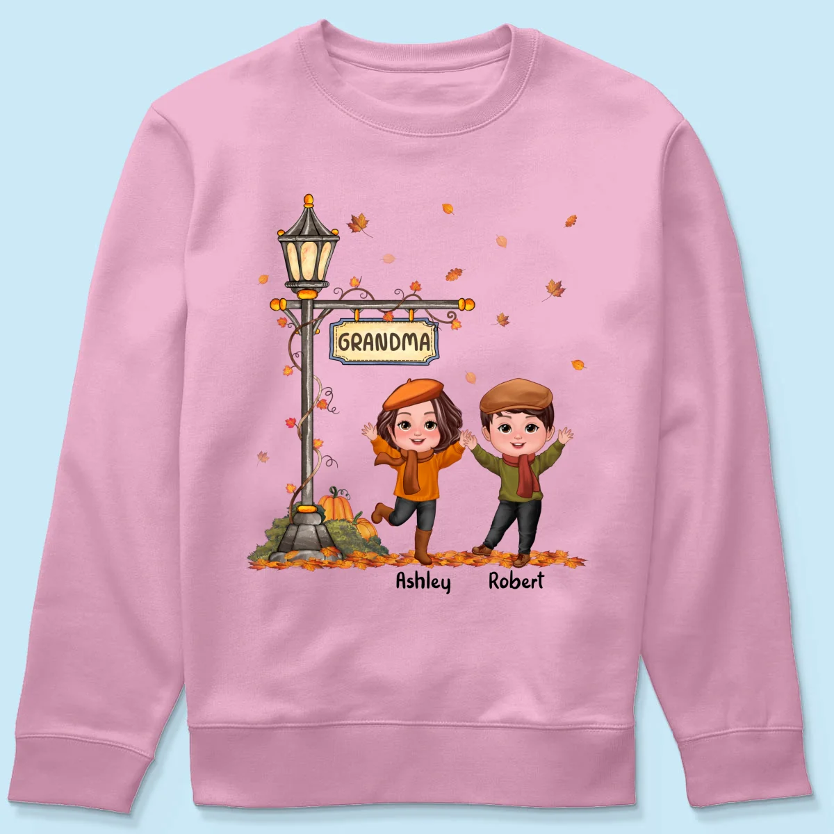 Fall Season Happy Doll Kids Under Lamp Post Personalized Shirt, Fall Season Gift For Grandma - Image 21