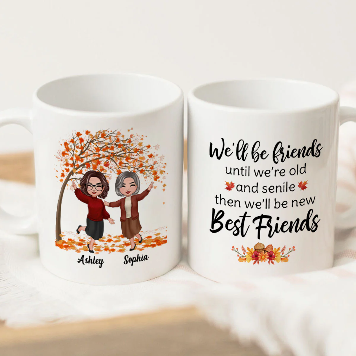 Fall Season Happy Doll Old Besties Personalized Mug - Image 3