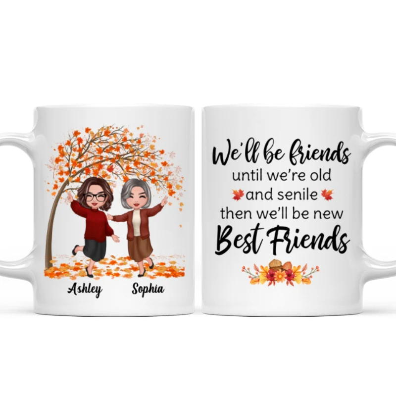 Fall Season Happy Doll Old Besties Personalized Mug - Image 4