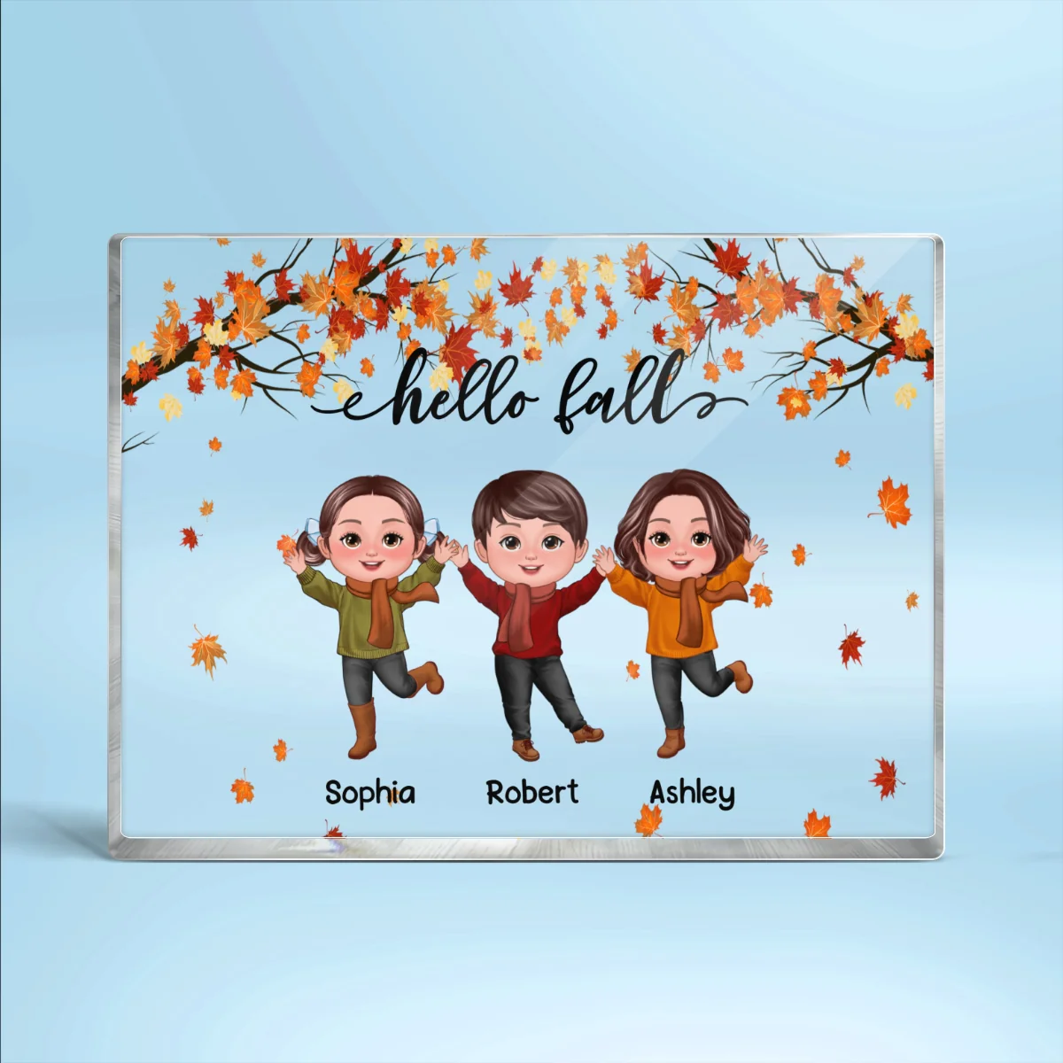 Fall Season Kids Playing Outdoor Personalized Rectangle Acrylic Block Plaque - Image 4