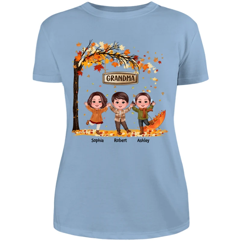 Fall Season Kids Playing Under Tree Personalized Shirt - Image 12