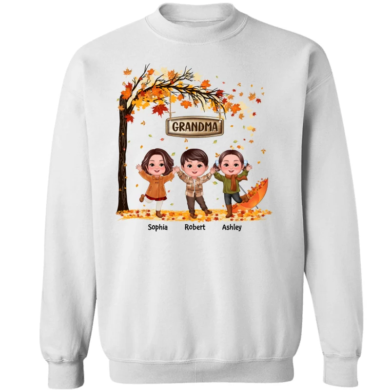 Fall Season Kids Playing Under Tree Personalized Shirt - Image 17