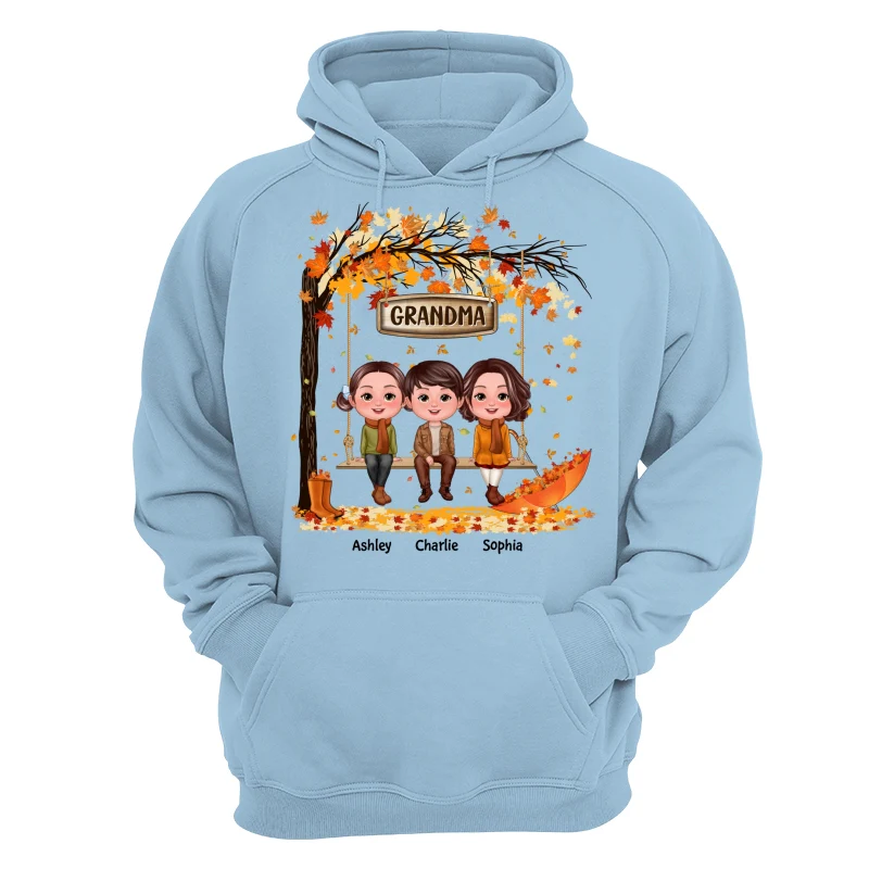 Fall Season Kids Sitting On Swing Grandma Mom Personalized Shirt - Image 16