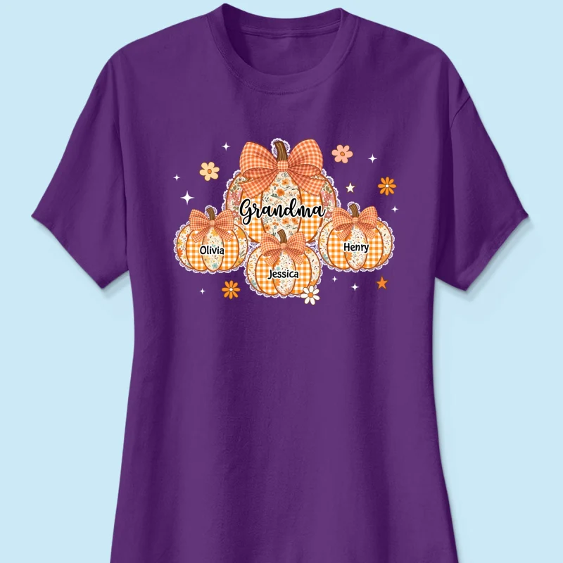 Lace Pattern Grandma Custom Pumpkins With Kids Names - Personalized Shirt - Gift For Grandmas, Fall Vibe Cozy Shirt - Image 32
