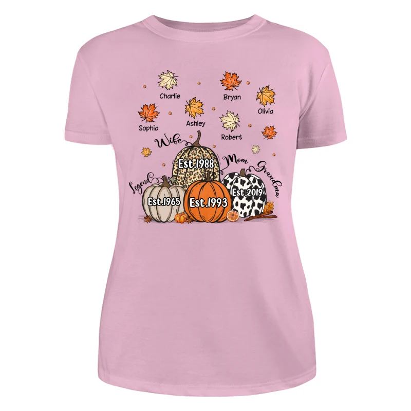 Fall Season Legend Wife Mom Grandma Est. Pumpkins Personalized Shirt - Image 11