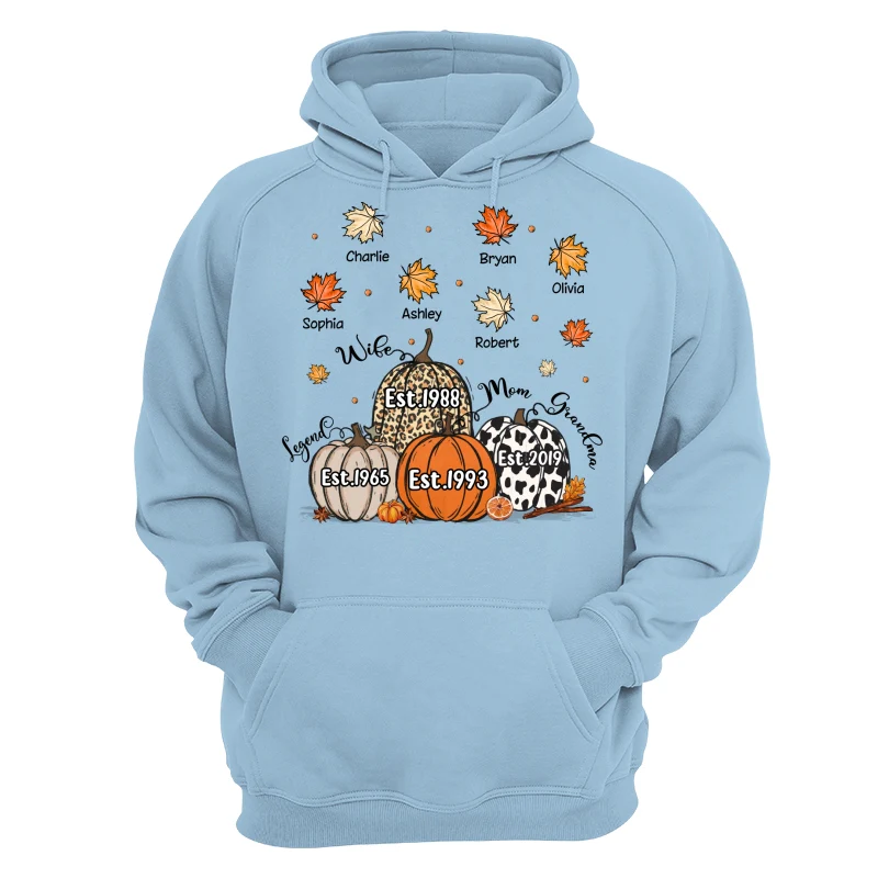 Fall Season Legend Wife Mom Grandma Est. Pumpkins Personalized Shirt - Image 16