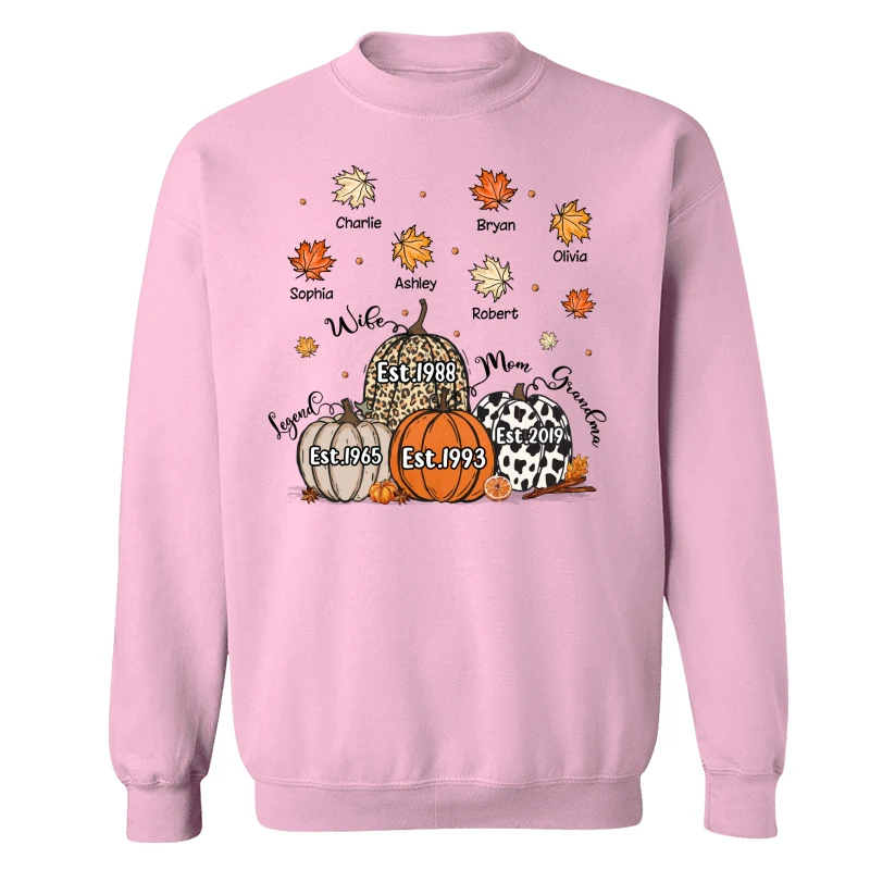Fall Season Legend Wife Mom Grandma Est. Pumpkins Personalized Shirt - Image 19