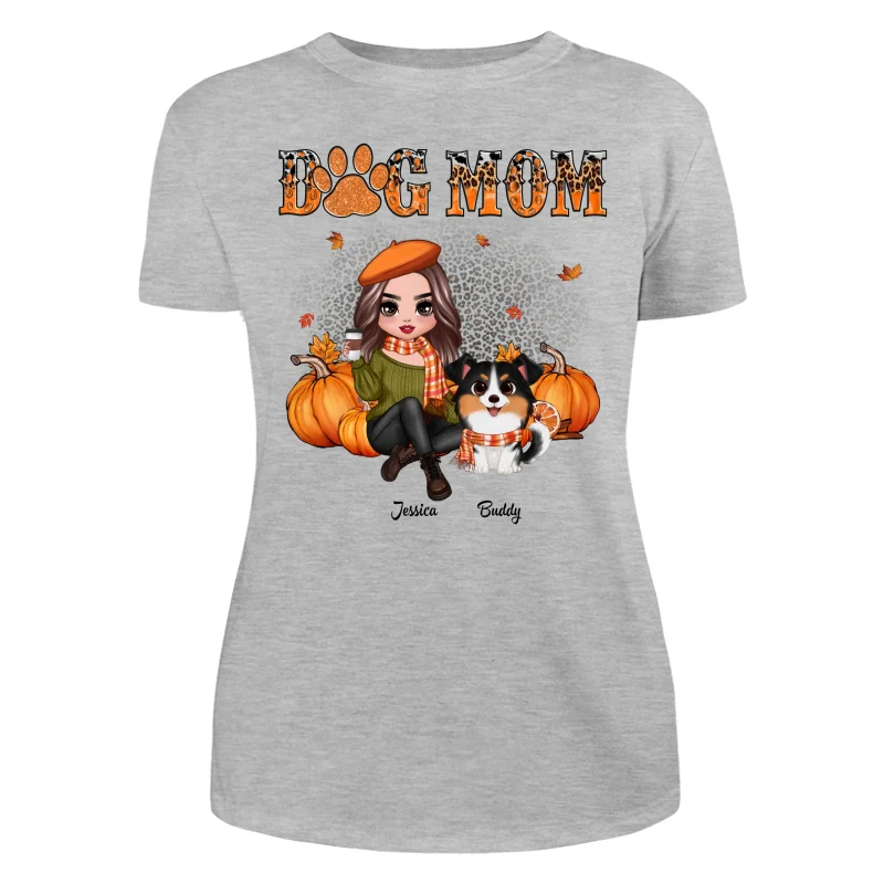 Fall Season Leopard Dog Mom Watercolor Cute Dogs Personalized Shirt - Image 10