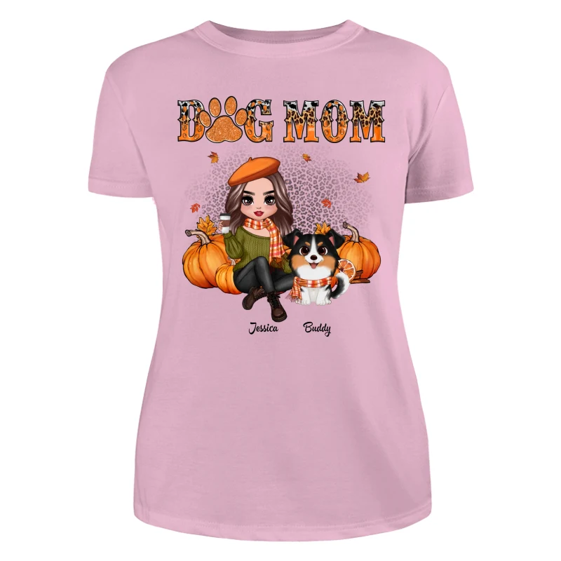 Fall Season Leopard Dog Mom Watercolor Cute Dogs Personalized Shirt - Image 11