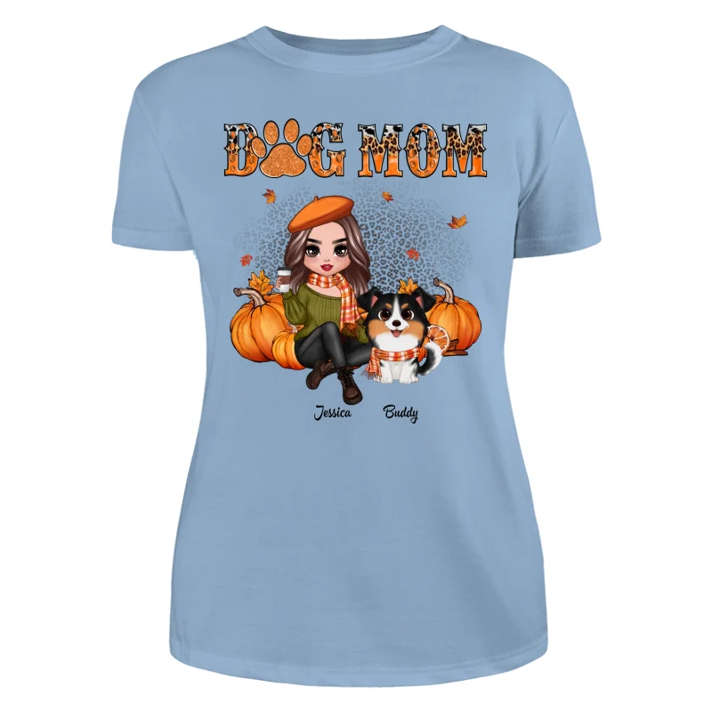 Fall Season Leopard Dog Mom Watercolor Cute Dogs Personalized Shirt - Image 12