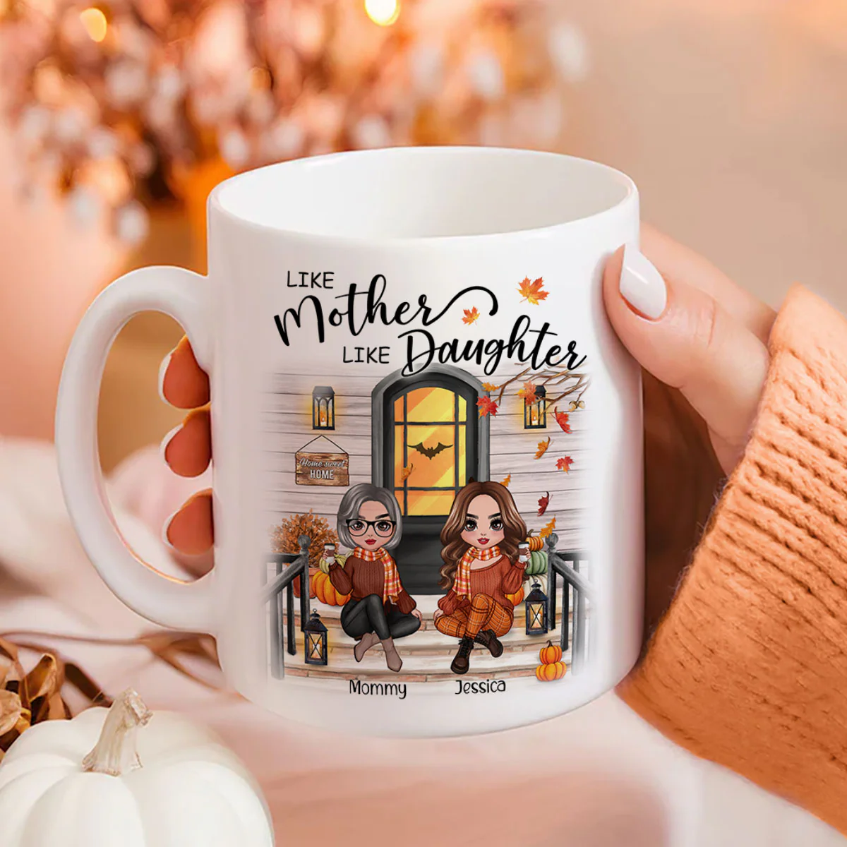 Fall Season Like Mother Like Daughter Front Porch Personalized Mug - Image 2