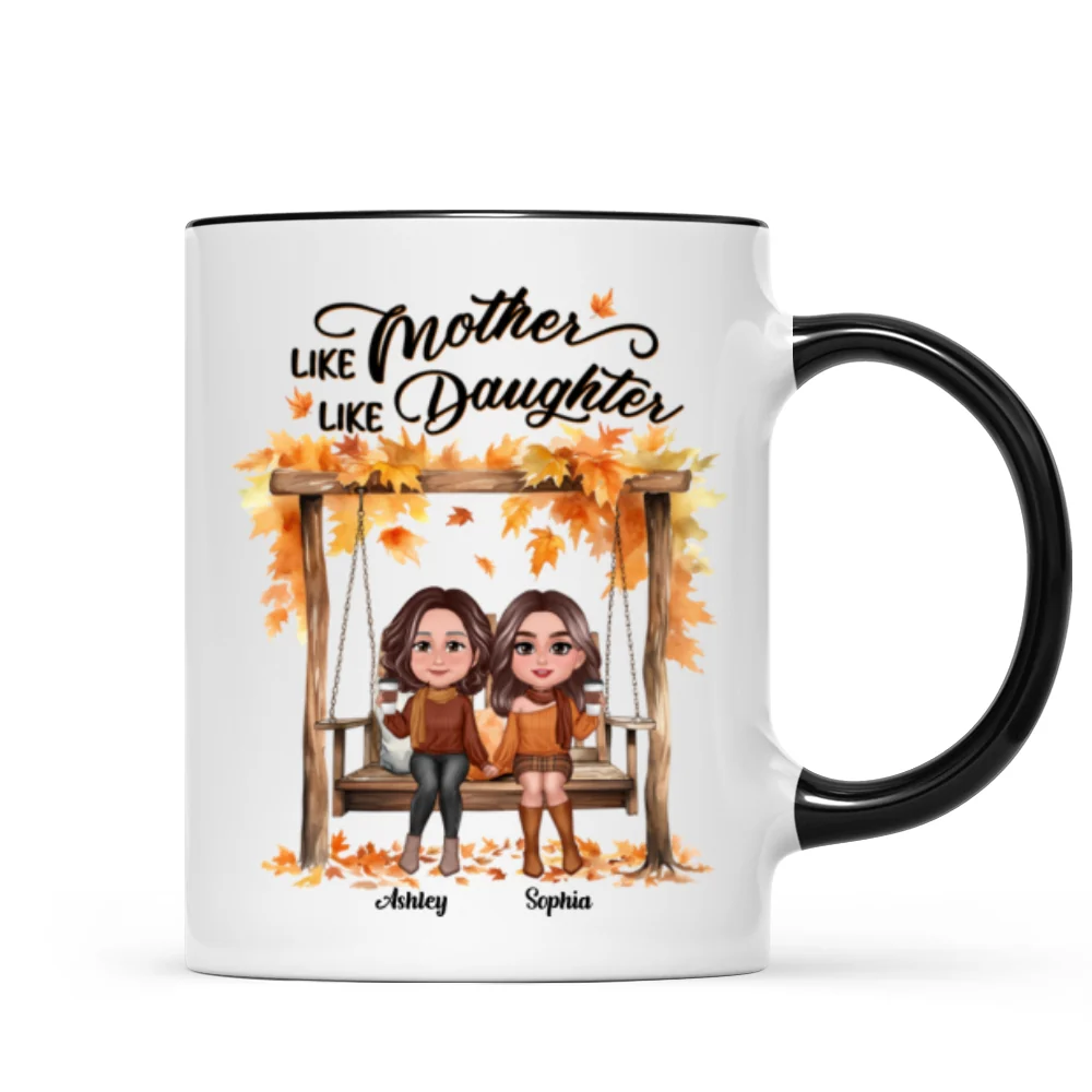 Fall Season Mother Daughters On Swing Personalized Mug - Image 5