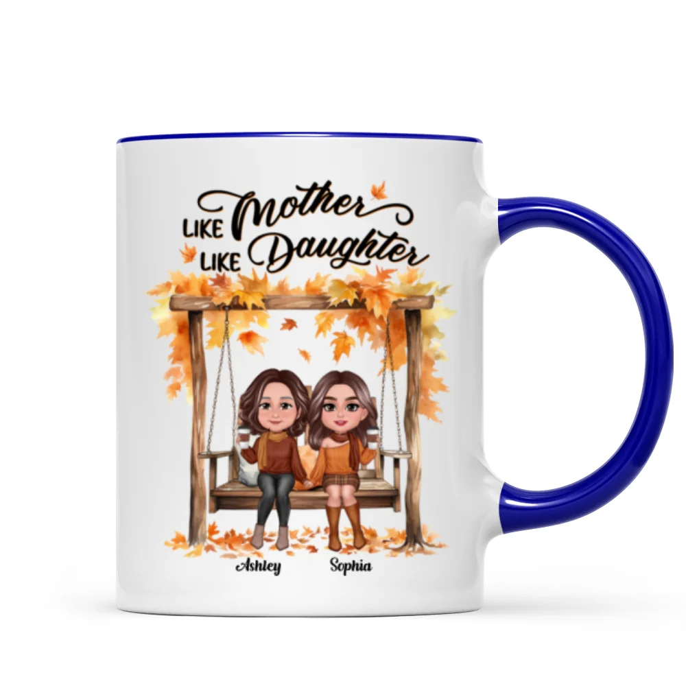 Fall Season Mother Daughters On Swing Personalized Mug - Image 6