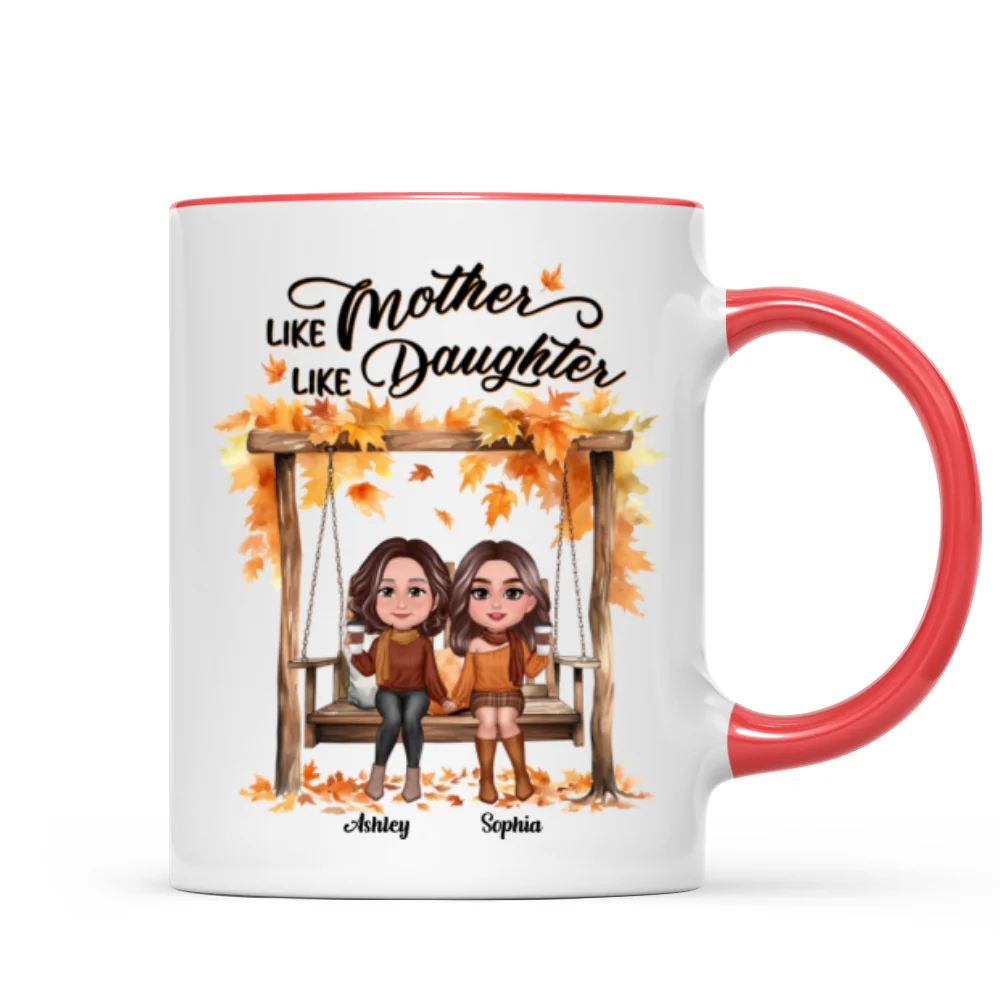 Fall Season Mother Daughters On Swing Personalized Mug - Image 7