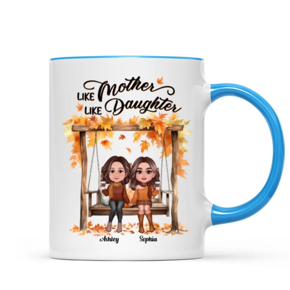 Fall Season Mother Daughters On Swing Personalized Mug - Image 8