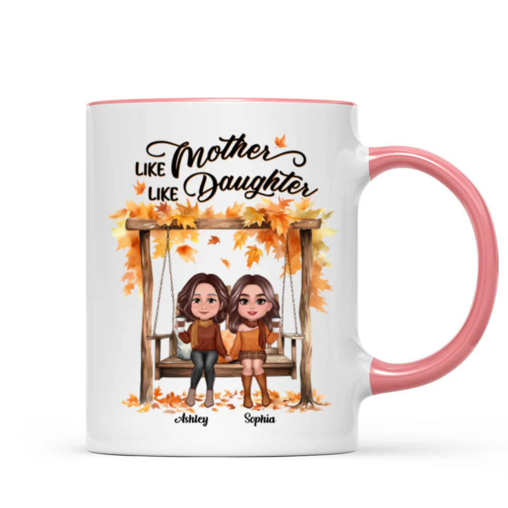 Fall Season Mother Daughters On Swing Personalized Mug - Image 9