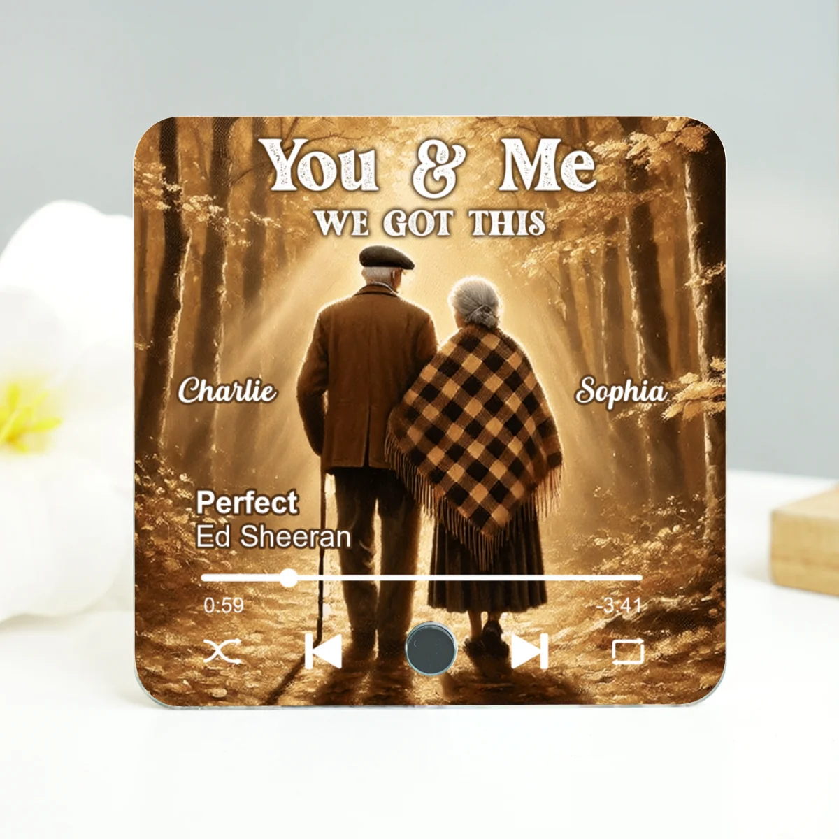 Old Couple Walking In The Forest Personalized Music Fridge Magnet, Heartfelt 2025 Gift For Couple, For Him, For Her, Boyfriend, Girlfriend, Husband, Wife - Image 11