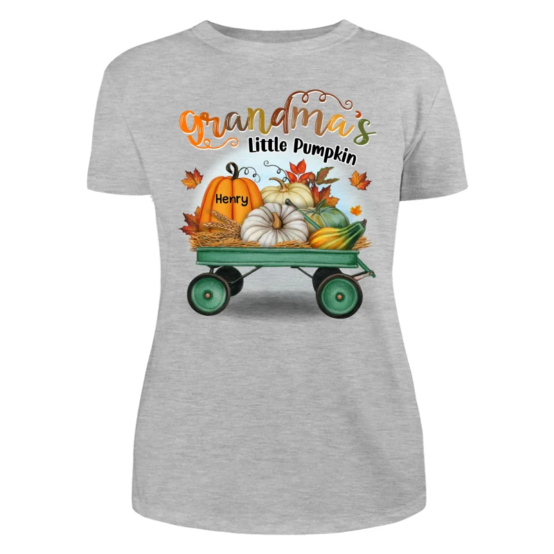 Fall Season Pumpkin Wagon Grandma Little Pumpkins Personalized Shirt - Image 10