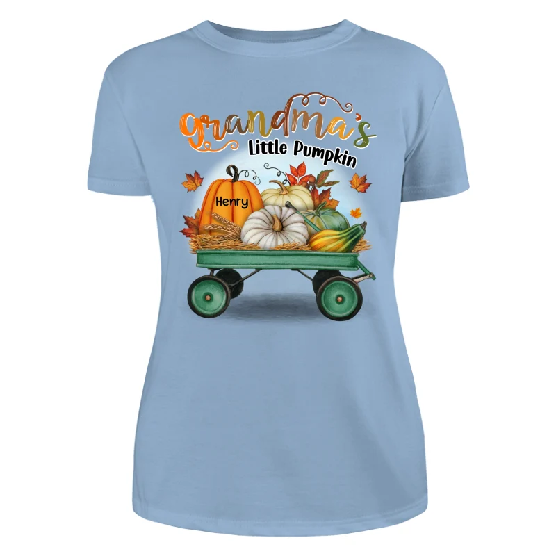 Fall Season Pumpkin Wagon Grandma Little Pumpkins Personalized Shirt - Image 12