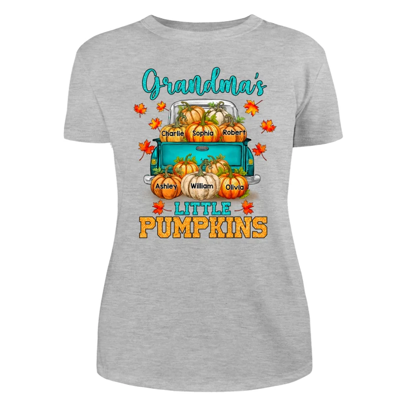 Fall Season Teal Pumpkin Truck Grandma Little Pumpkins Personalized Shirt - Image 10