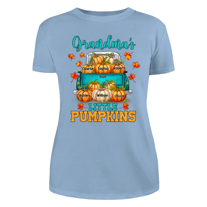 Fall Season Teal Pumpkin Truck Grandma Little Pumpkins Personalized Shirt - Image 12