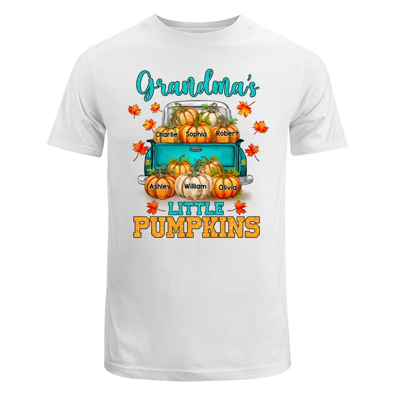 Fall Season Teal Pumpkin Truck Grandma Little Pumpkins Personalized Shirt - Image 5