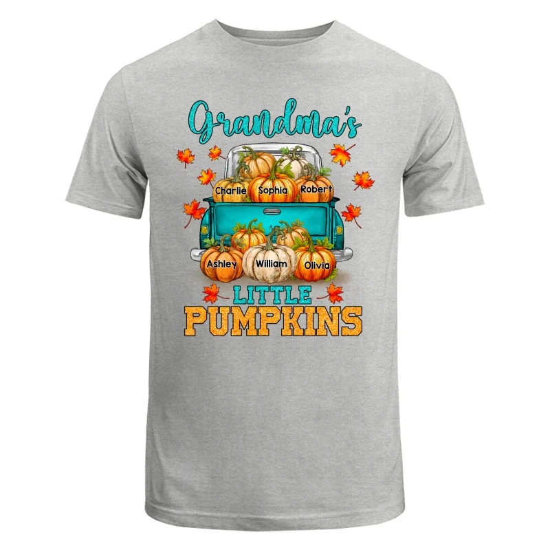 Fall Season Teal Pumpkin Truck Grandma Little Pumpkins Personalized Shirt - Image 6