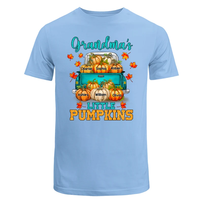 Fall Season Teal Pumpkin Truck Grandma Little Pumpkins Personalized Shirt - Image 8