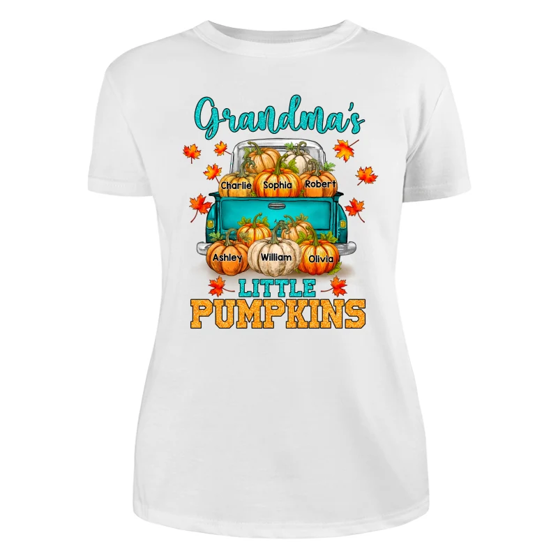 Fall Season Teal Pumpkin Truck Grandma Little Pumpkins Personalized Shirt - Image 9