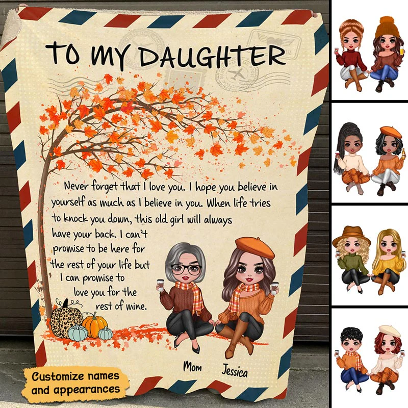 Fall Season To My Daughter Letter Personalized Fleece Blanket - Image 2