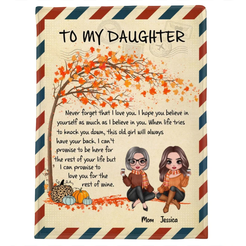 Fall Season To My Daughter Letter Personalized Fleece Blanket - Image 5